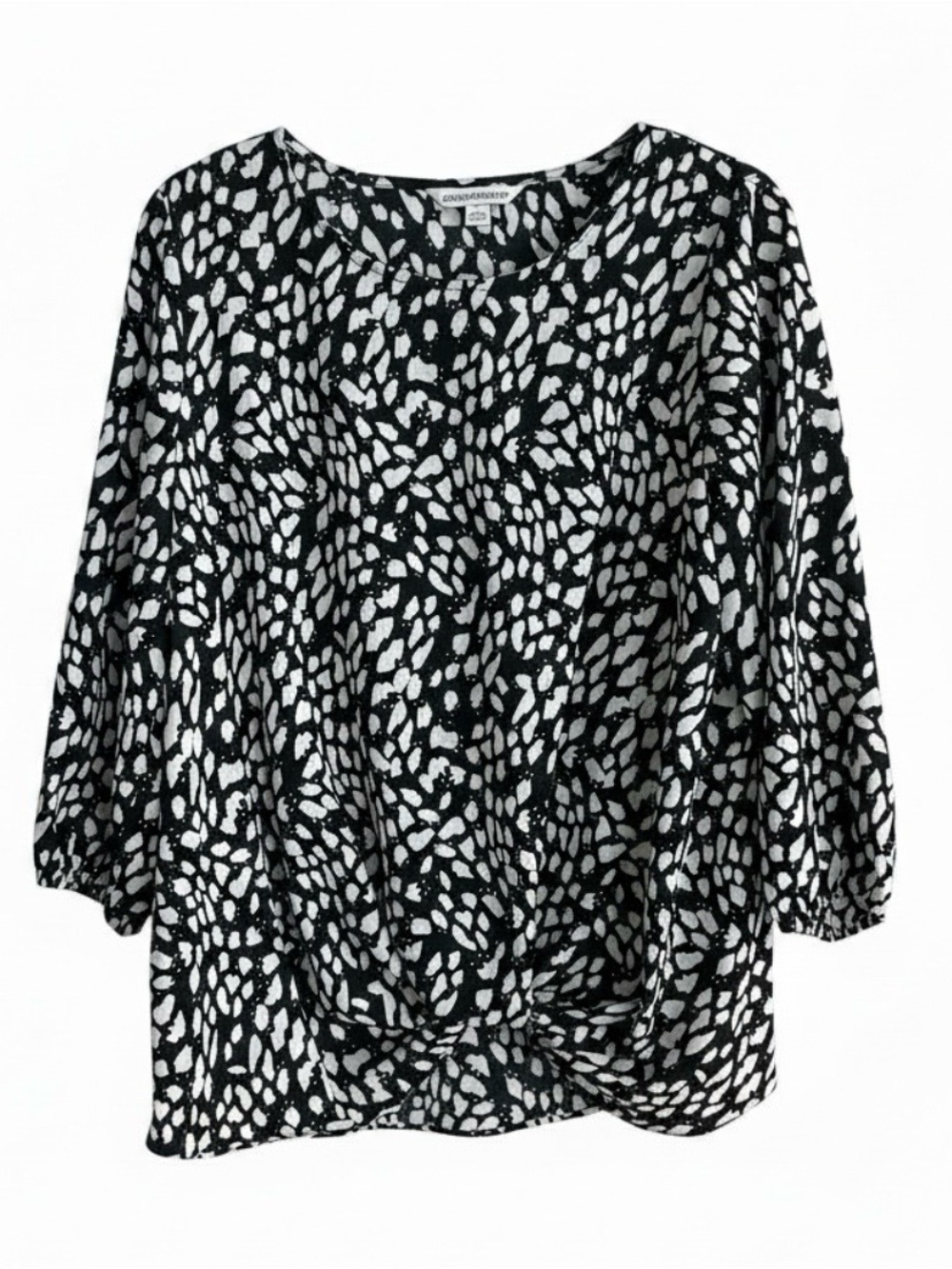 Counterparts Black and White Abstract Print Scoop Neck Tunic